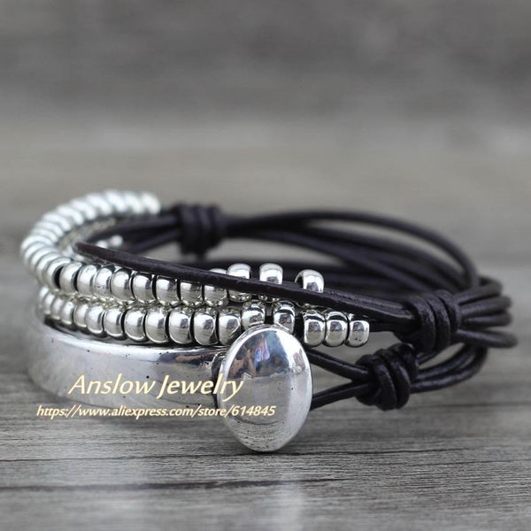 anslow brand bohemian vintage handmade multilayer wrap jewelry women mother's day birthday leather bracelet bangle low0465lb c19021501, Black
anslow brand bohemian vintage handmade multilayer wrap jewelry women mother's day birthday leather bracelet bangle low0465lb c19021501, Black