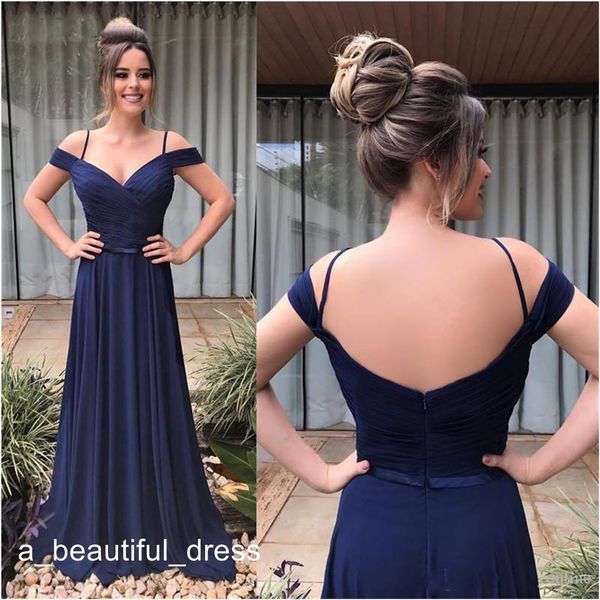 dark navy bridesmaids dresses for western summer garden weddings a line off shoulders spaghetti chiffon long maid of honor, White;pink
dark navy bridesmaids dresses for western summer garden weddings a line off shoulders spaghetti chiffon long maid of honor, White;pink