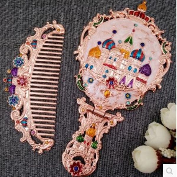 foldable metal alloy frame one face hand mrror with comb mirror frame round mirror girl gift box decorative j047
foldable metal alloy frame one face hand mrror with comb mirror frame round mirror girl gift box decorative j047