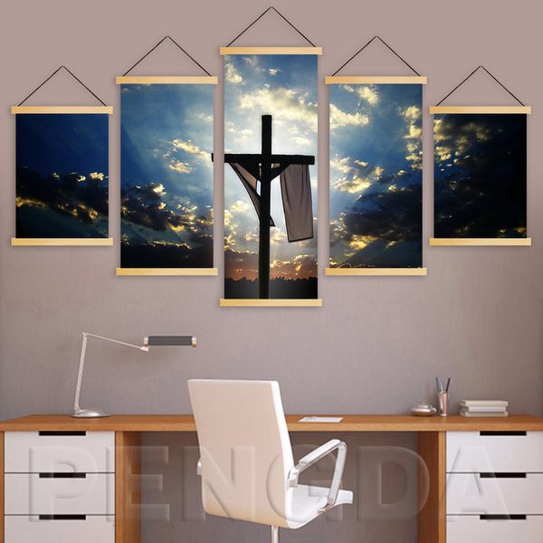 home decoration print picture canvas 5 panel cross christian jesus poster wall art wooden scroll hanging painting living room
home decoration print picture canvas 5 panel cross christian jesus poster wall art wooden scroll hanging painting living room