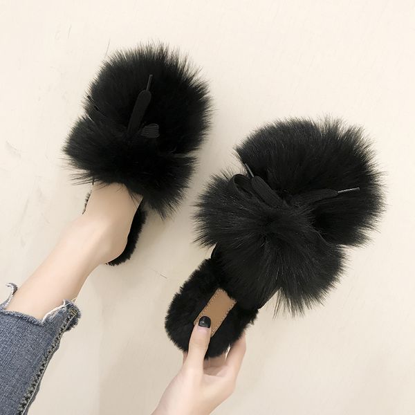 fur shoes flock womens slippers outdoor luxury slides cover toe butterfly-knot pantofle plush designer flat 2019 rome autumn, Black
fur shoes flock womens slippers outdoor luxury slides cover toe butterfly-knot pantofle plush designer flat 2019 rome autumn, Black