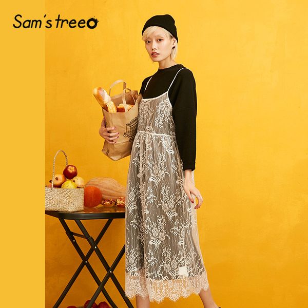 sam's tree black solid contrast lace knitted women dress 2020 autumn long sleeve two piece sets casual office ladies dresses, Black;gray
sam's tree black solid contrast lace knitted women dress 2020 autumn long sleeve two piece sets casual office ladies dresses, Black;gray
