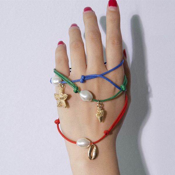 diezi 3pc/set bohemia conch shell starfish charm bracelets for women handmade weave pearl green red blue rope bracelets 2019 new, Golden;silver
diezi 3pc/set bohemia conch shell starfish charm bracelets for women handmade weave pearl green red blue rope bracelets 2019 new, Golden;silver