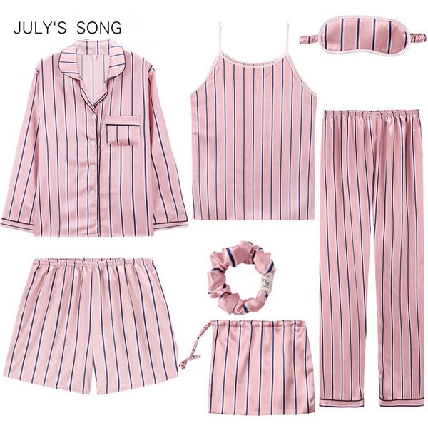 july's song new women 7 pieces pajamas sets stain faux silk pajamas women sleepwear sets autumn winter +shorts+shirt+pants, Blue;gray
july's song new women 7 pieces pajamas sets stain faux silk pajamas women sleepwear sets autumn winter +shorts+shirt+pants, Blue;gray