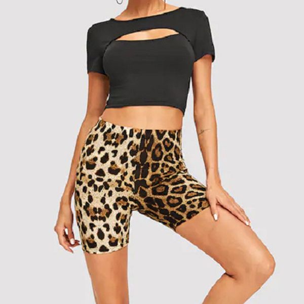 fashion leopard print women shorts casual snake print fitness short for lady women high waist casual biker short, White;black 
fashion leopard print women shorts casual snake print fitness short for lady women high waist casual biker short, White;black