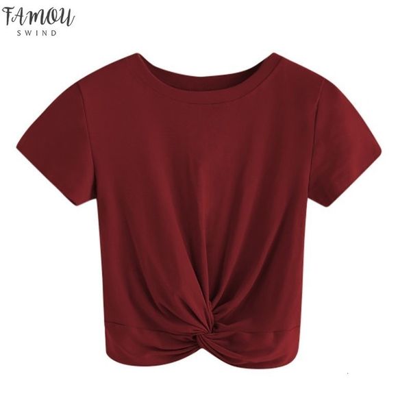 women t shirt casual solid o neck short sleeve twist front crop tee cap sleeve camisetas mujer 35, White
women t shirt casual solid o neck short sleeve twist front crop tee cap sleeve camisetas mujer 35, White