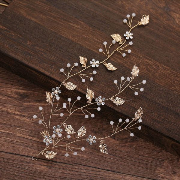 special handmade bridal headdress natural elegant leaves milky white beaded tridents bridal hair band, Golden;silver
special handmade bridal headdress natural elegant leaves milky white beaded tridents bridal hair band, Golden;silver