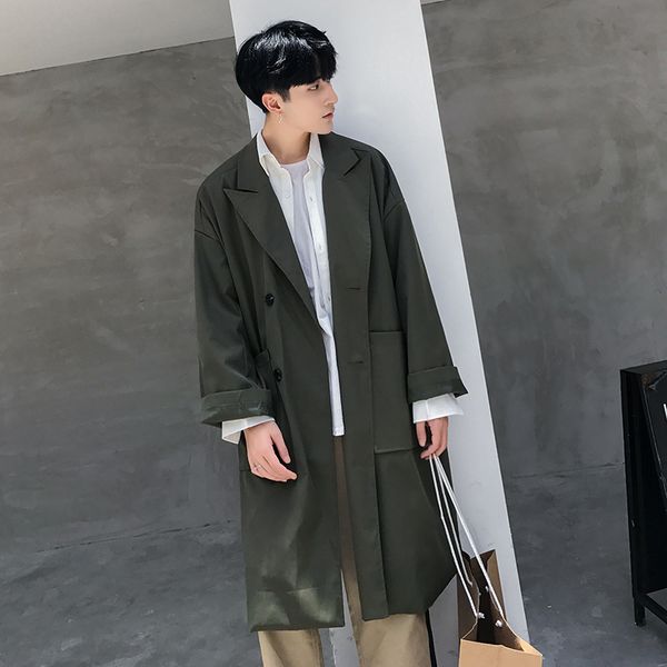 spring autumn long version of the male korean version of the ultra-long and loose spring casual coat overcoat, Tan;black
spring autumn long version of the male korean version of the ultra-long and loose spring casual coat overcoat, Tan;black