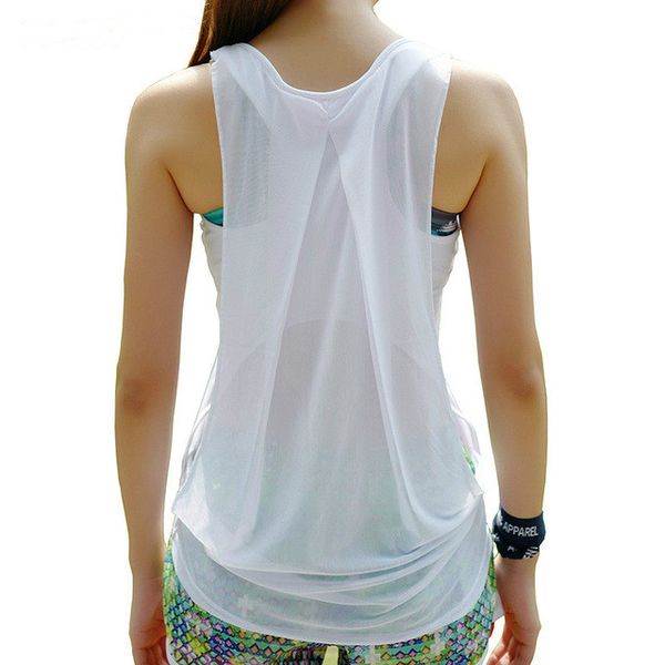 back breathable mesh yoga sleeveless loose shirt women quick dry sport fitness tank jogging workout vest sportswear, White;red
back breathable mesh yoga sleeveless loose shirt women quick dry sport fitness tank jogging workout vest sportswear, White;red