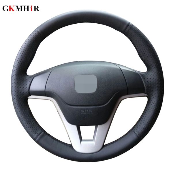 

diy hand-stitched black artificial leather car steering wheel cover for crv cr-v 2007 2008 2009 2010 2011