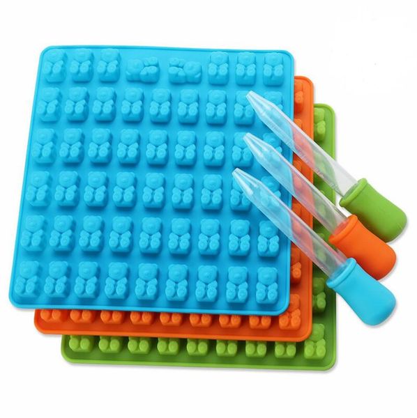 4 color 53/50 cavity silicone gummy bear chocolate mold candy maker ice cube tray jelly moulds with dropper lx4920
4 color 53/50 cavity silicone gummy bear chocolate mold candy maker ice cube tray jelly moulds with dropper lx4920