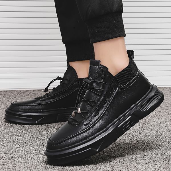 spring/autumn leather man sneakers thick soled fashion men shoes comfortable casual shoes for youth good quality footwear adult, Black
spring/autumn leather man sneakers thick soled fashion men shoes comfortable casual shoes for youth good quality footwear adult, Black