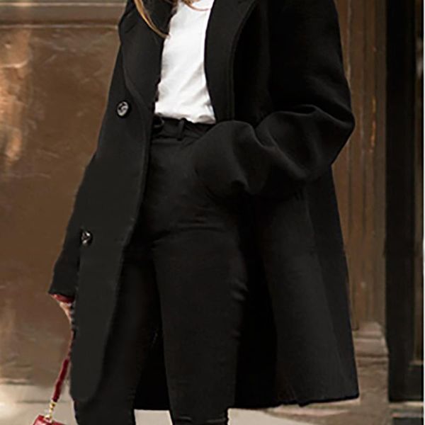 women baggy long fashion outwear double breasted jacket overcoat winter elegant woolen coat lapel solid warm ladies, Black
women baggy long fashion outwear double breasted jacket overcoat winter elegant woolen coat lapel solid warm ladies, Black