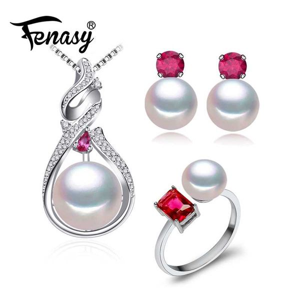 fenasy pearl jewelry fashion engagement jewelry sets natural pearl pendant red stone ruby necklace women/stud earrings cute ring, Black
fenasy pearl jewelry fashion engagement jewelry sets natural pearl pendant red stone ruby necklace women/stud earrings cute ring, Black