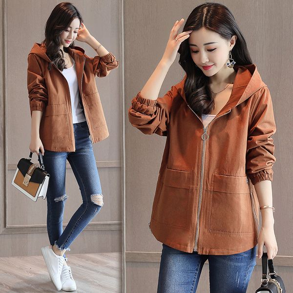 solid slim short jacket for women hooded female jacket zippers oversized jackets and coats, Black;brown
solid slim short jacket for women hooded female jacket zippers oversized jackets and coats, Black;brown