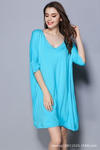 nightdress spring and summer new medium and long t-shirt medium sleeve large size nightdress modal pajama has fat plus size women good blue, Black;gray
nightdress spring and summer new medium and long t-shirt medium sleeve large size nightdress modal pajama has fat plus size women good blue, Black;gray