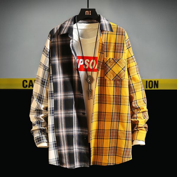 hip hop korean splice men shirt lattice loose casual vintage shirt men koszula student mens coat spring oversized bb60ncs, White;black
hip hop korean splice men shirt lattice loose casual vintage shirt men koszula student mens coat spring oversized bb60ncs, White;black