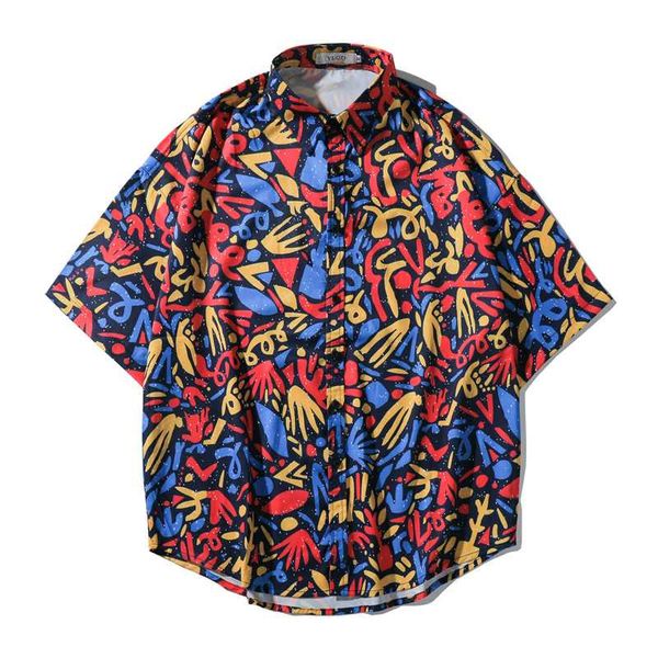 men's casual shirts and short sleeves art beach resort style printed shirt loose, White;black
men's casual shirts and short sleeves art beach resort style printed shirt loose, White;black