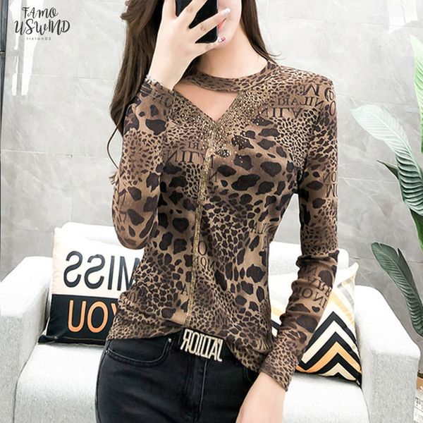 new leopard t shirt women diamonds hollow out slim long sleeve mesh tee ropa mujer t9d403y, White
new leopard t shirt women diamonds hollow out slim long sleeve mesh tee ropa mujer t9d403y, White