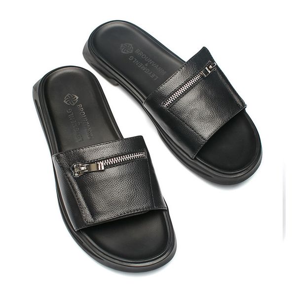 men zipper cow leather slippers beach sandals shoes male summer genuine leather casual japan street casual sandal slippers shoes, Black
men zipper cow leather slippers beach sandals shoes male summer genuine leather casual japan street casual sandal slippers shoes, Black