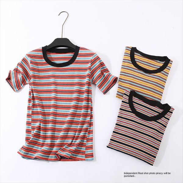 19 lady xia's pothole cotton short-sleeved colorful round collar contrast color female t-shirt color matching cotton female t-shirt, White
19 lady xia's pothole cotton short-sleeved colorful round collar contrast color female t-shirt color matching cotton female t-shirt, White
