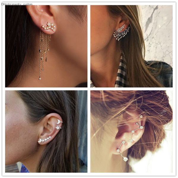 1 pc new fashion tassel earrings for women golden color crystal star drop earrings punk style personallized statement jewelry, Silver
1 pc new fashion tassel earrings for women golden color crystal star drop earrings punk style personallized statement jewelry, Silver