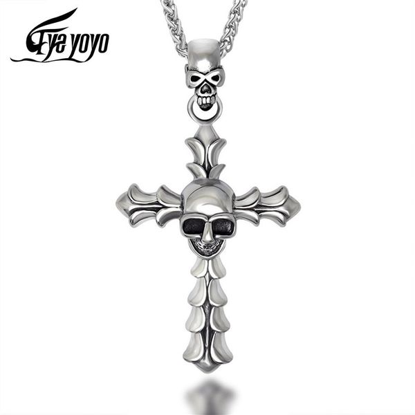 eyeyoyo vintage ghost cross skull men's hip hop stainless steel cross necklace, Silver
eyeyoyo vintage ghost cross skull men's hip hop stainless steel cross necklace, Silver