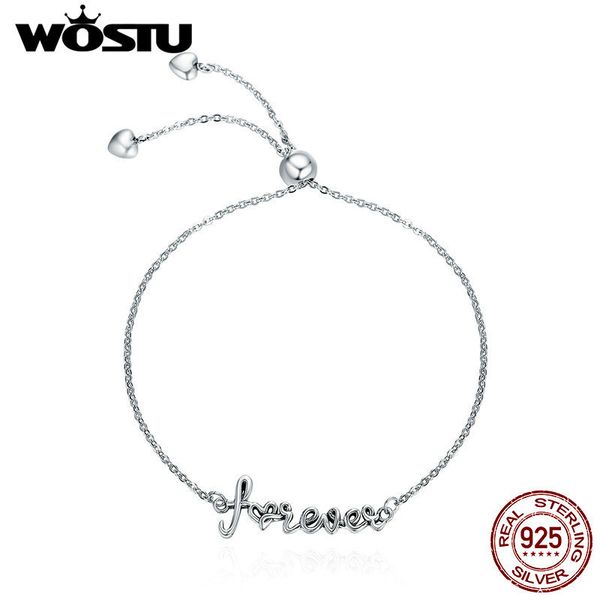 wostu 2019 new 925 sterling silver love forever letter alphabet women chain link bracelet adjustable silver jewelry cqb042, Golden;silver
wostu 2019 new 925 sterling silver love forever letter alphabet women chain link bracelet adjustable silver jewelry cqb042, Golden;silver