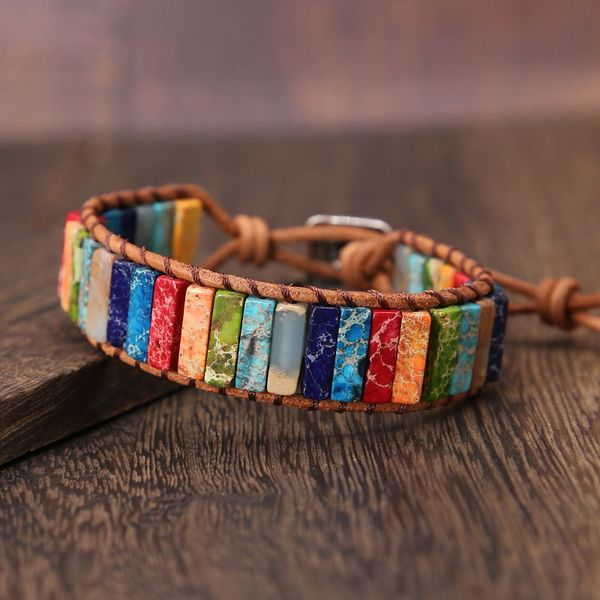 chakra bracelet jewelry handmade multi color natural stone tube beads leather wrap couples bracelets creative gifts dropshipping, Golden;silver
chakra bracelet jewelry handmade multi color natural stone tube beads leather wrap couples bracelets creative gifts dropshipping, Golden;silver