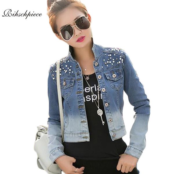 rihschpiece spring denim jacket women short jeans jacket women basic coats pearls harajuku slim coat rzf143, Black;brown
rihschpiece spring denim jacket women short jeans jacket women basic coats pearls harajuku slim coat rzf143, Black;brown