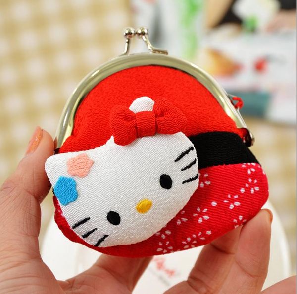 coins purse ,jewellery purse silk lucky cat gift animal for kids, Red;black
