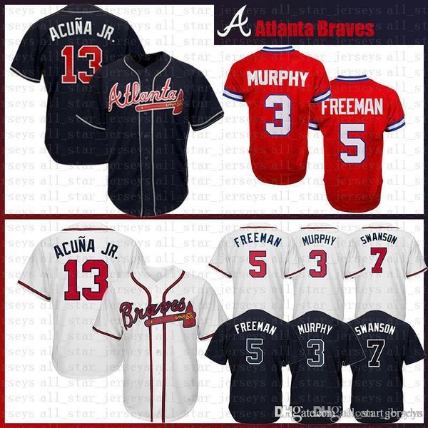 Braves Baseball Jersey cool base Atlanta 13 Ronald Acuña Jr. 44 Hank Aaron 10 Chipper Jones 7 Dansby Swanson 5 Freeman 3 Murphy
Braves Baseball Jersey cool base Atlanta 13 Ronald Acuña Jr. 44 Hank Aaron 10 Chipper Jones 7 Dansby Swanson 5 Freeman 3 Murphy