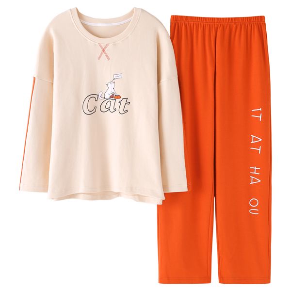pajamas suit 2 piece women's cotton spring autumn long sleeve trousers homewear letter cat home suit female for home, Blue;gray
pajamas suit 2 piece women's cotton spring autumn long sleeve trousers homewear letter cat home suit female for home, Blue;gray