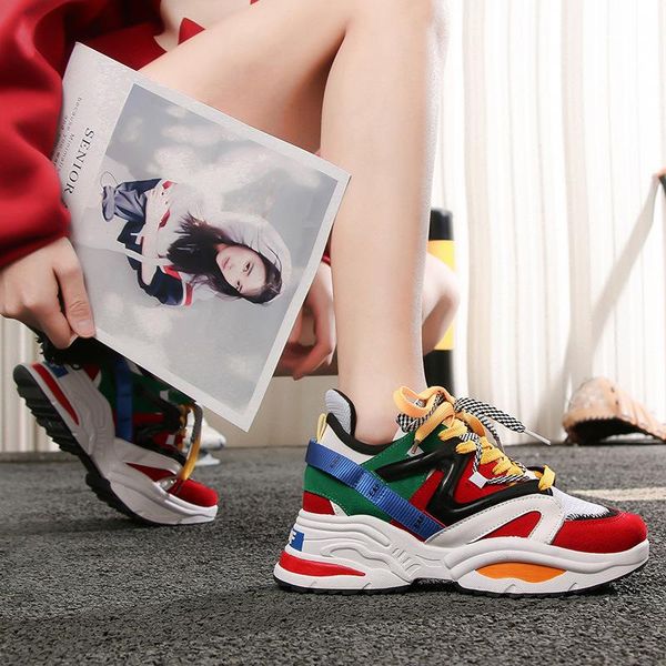 women sneakers 2019 multi color thick sole height increasing chunky shoes women casual shoes, Black;white
women sneakers 2019 multi color thick sole height increasing chunky shoes women casual shoes, Black;white