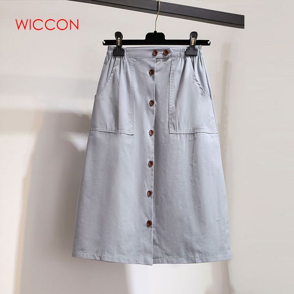 women fashion a-line single-breasted skirt 2019 summer skirts female casual high waist solid pockets knee-length skirts, Black
women fashion a-line single-breasted skirt 2019 summer skirts female casual high waist solid pockets knee-length skirts, Black