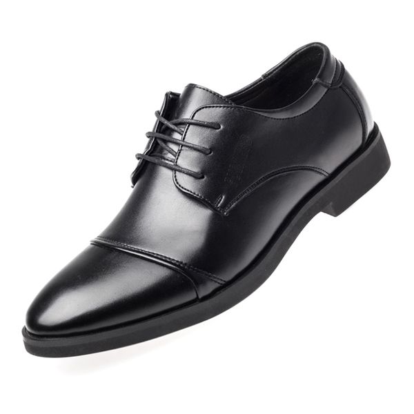 

luxury business oxford leather shoes men breathable rubber formal dress shoes male office wedding flats footwear mocassin homme, Black