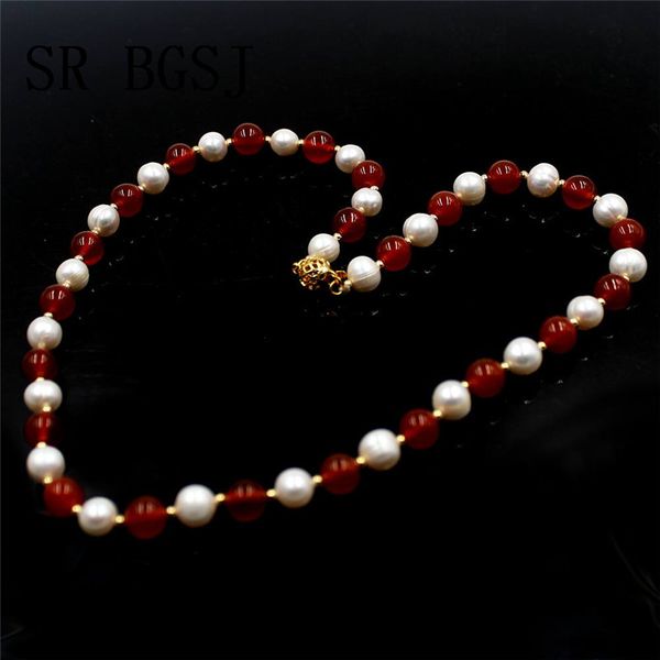 7-8 mm nice natural freshwater round white pearl red agat onyx bead ball clasp women necklace 18, Silver
7-8 mm nice natural freshwater round white pearl red agat onyx bead ball clasp women necklace 18, Silver