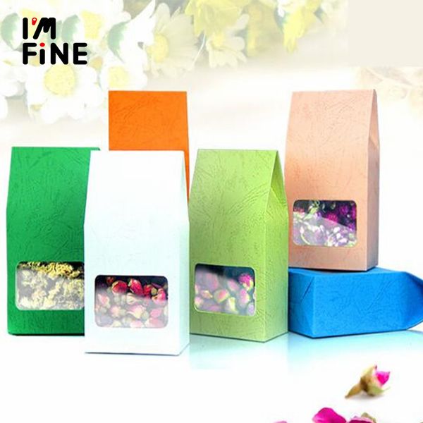 

gift wrap 10pcs/lot packaging cardboard kraft paper bag,clear window box for cake cookie storage standing up packing bag