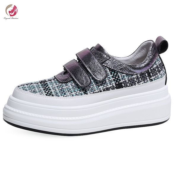 original intention popular casual shoes woman platform shoes genuine leather round toe commuting hook and loop, Black
original intention popular casual shoes woman platform shoes genuine leather round toe commuting hook and loop, Black