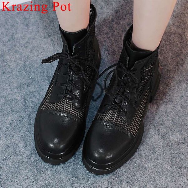 2019 handsome girls european motorcycle boots mesh natural leather lace up summer boots med heels platform plus size l17, Black 
2019 handsome girls european motorcycle boots mesh natural leather lace up summer boots med heels platform plus size l17, Black