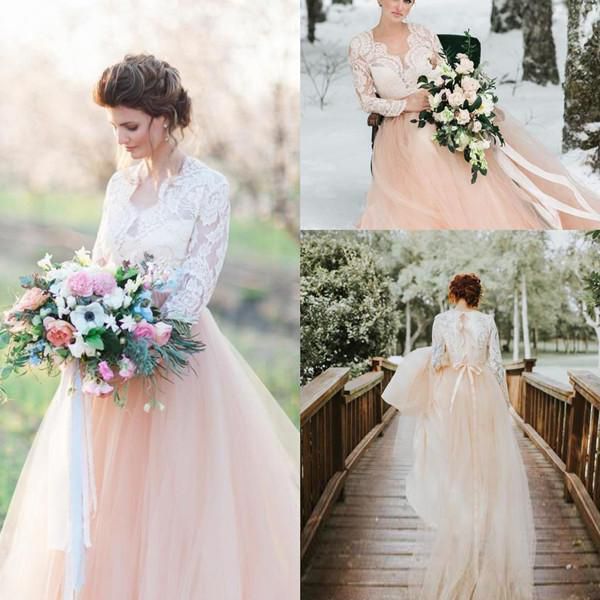 2020 garden wedding dresses a line v neck lace tulle bridal with long sleeve sweep train wedding gowns, White
2020 garden wedding dresses a line v neck lace tulle bridal with long sleeve sweep train wedding gowns, White