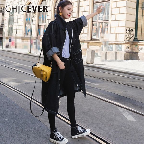 chicever denim trench coat for women's windbreaker lapel long sleeve single breasted loose oversize trench female fashion tide, Tan;black
chicever denim trench coat for women's windbreaker lapel long sleeve single breasted loose oversize trench female fashion tide, Tan;black