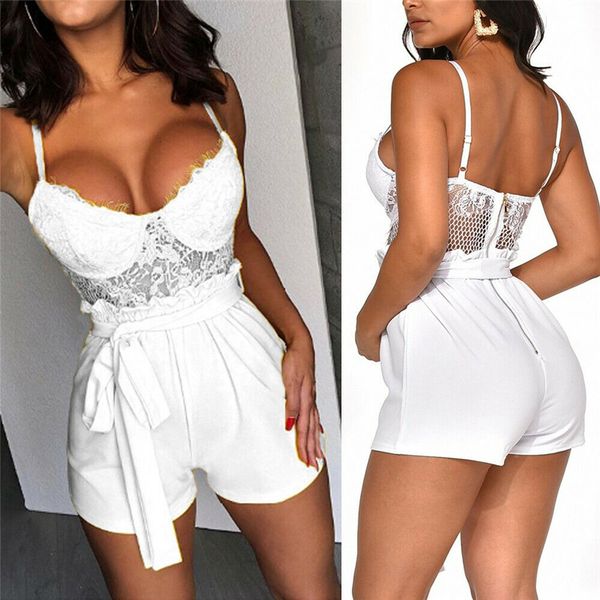 women romper summer lace camisole v neck sleeveless playsuit holiday strap mini playsuit shorts jumpsuit club clothes, Black;white 
women romper summer lace camisole v neck sleeveless playsuit holiday strap mini playsuit shorts jumpsuit club clothes, Black;white