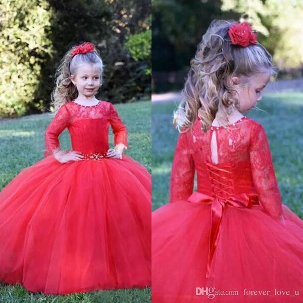 2019 princess flower girl dresses sheer jewel neck illusion long sleeves red lace tulle floor length flowergirl pageant gowns with crystals, White;blue
2019 princess flower girl dresses sheer jewel neck illusion long sleeves red lace tulle floor length flowergirl pageant gowns with crystals, White;blue