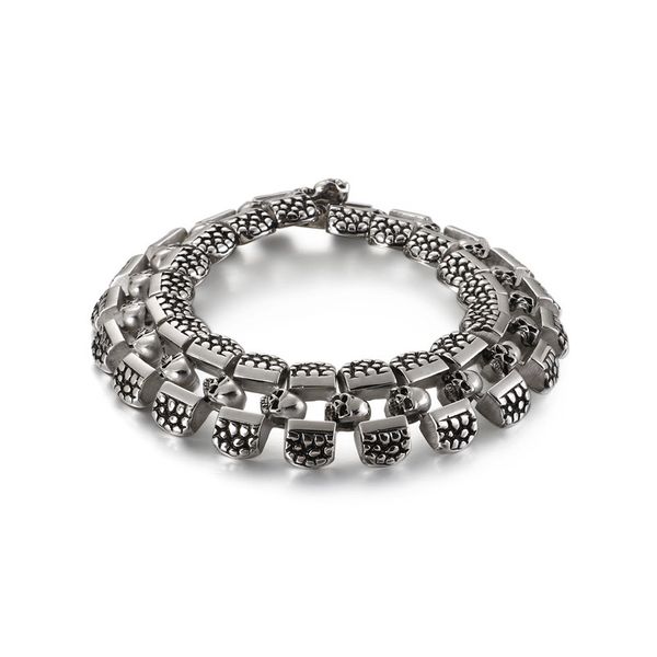 link, chain european and american domineering exaggerated personality punk skull titanium steel men's bracelet, Black
link, chain european and american domineering exaggerated personality punk skull titanium steel men's bracelet, Black