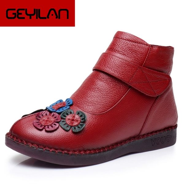 2019 fashion winter shoes women's genuine leather ankle flat boots casual comfortable warm woman snow boots size 35-41, Black 
2019 fashion winter shoes women's genuine leather ankle flat boots casual comfortable warm woman snow boots size 35-41, Black