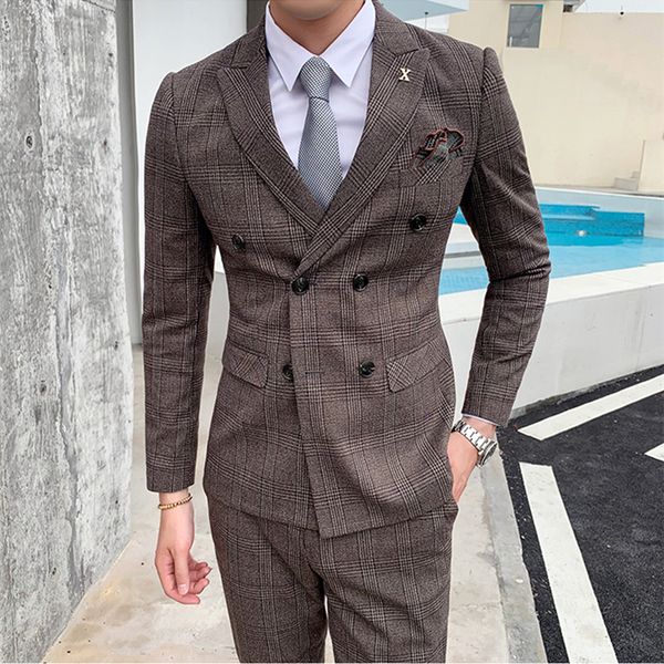 men casual suits with three pieces coffee gray double breasted wedding suits for men new vogue formal suit man q871, White;black
men casual suits with three pieces coffee gray double breasted wedding suits for men new vogue formal suit man q871, White;black