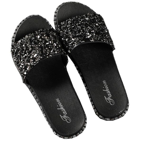 new summer women slippers rhinestone bling slides flat soft home flip flops female sparkling crystal shoes beach sandals xx17, Black
new summer women slippers rhinestone bling slides flat soft home flip flops female sparkling crystal shoes beach sandals xx17, Black
