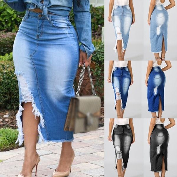 spot trend skirts europe united states burst high waist washed denim split hip casual skirt, Black
spot trend skirts europe united states burst high waist washed denim split hip casual skirt, Black