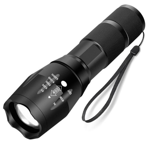 T6 Cree Q5 2000lumens High Power Torch Zoomable Led Flashlight 18650 Battery Flashlights Torches Zoomable Waterproof Camping Hiking Torch